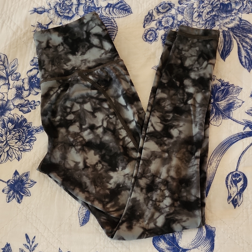 Athleta Salutation Power Vita Grey Tie Die Leggings Euc Xxs